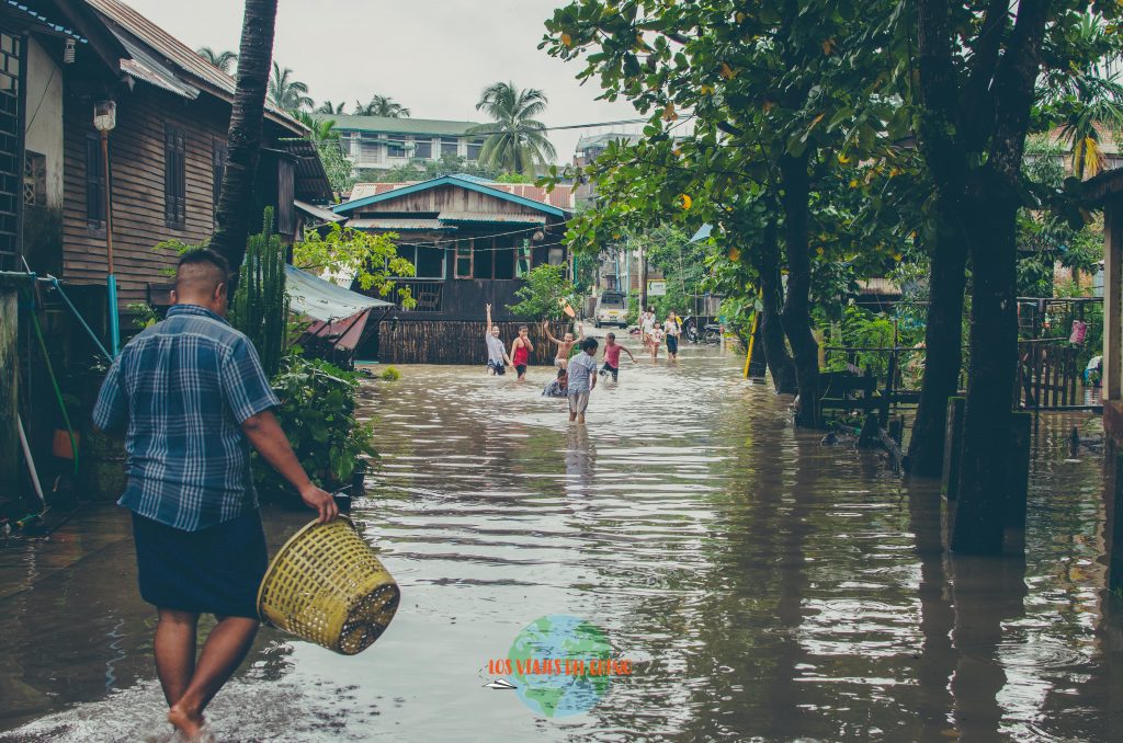 Inundación por lluvias en Myanmar